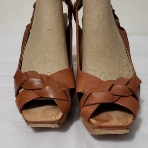 MODERN VINTAGE Martine Braided Elegant Brown‎ Women's 39 Wedge Sandals